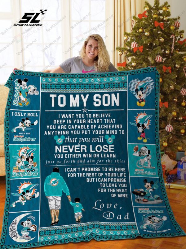 Bl – Miami Dolphins, To My Son Quilt Blanket