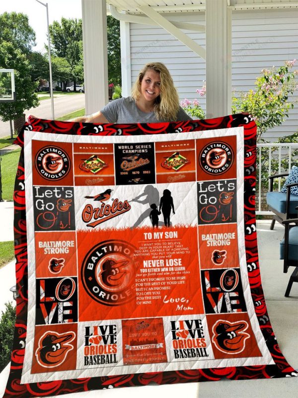 Baltimore Orioles – To My Son – Love Mom Quilt Blanket