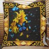 Blue Butterfly Sunflower Quilt Blanket Great Customized Gifts For Birthday Christmas Thanksgiving Perfect Gifts For Sunflower Lover