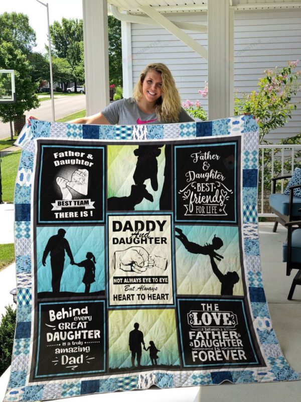 Father And Daughter Best Team There Is Quilt Blanket Great Customized Gifts For Birthday Christmas Thanksgiving Perfect Gifts For Family