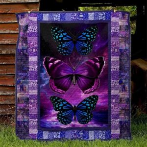 Blue Monarch Butterfly Quilt Blanket Great Customized Gifts For Birthday Christmas Thanksgiving Perfect Gifts For Butterfly Lover