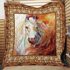 Aesthetic White Horse Quilt Blanket Great Customized Gifts For Birthday Christmas Thanksgiving Perfect Gifts For Horse Lover