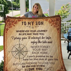 Compass To My Son From Mom I Love You Quilt Blanket Great Customized Gifts For Birthday Christmas Thanksgiving Perfect Gifts For Compass Lover