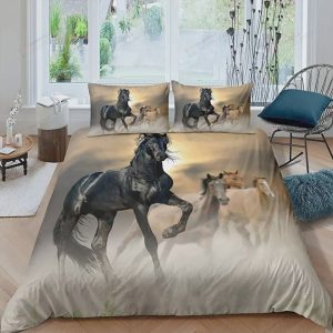 3Pcs Horse Bedding Set Full Size Bedding Duvet Cover Horse Printed Quilt Cover 3D Animal Printed Quilt Cover