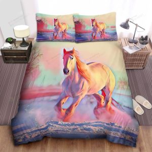 3d White Horse Snow Bedding Sets Tecenl  White Horse Snow Sets