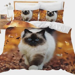 3D Cat Printed Bedding Duvet Cover Cute Animal Theme Cover Lovely Cat Pattern Bedspread Cover